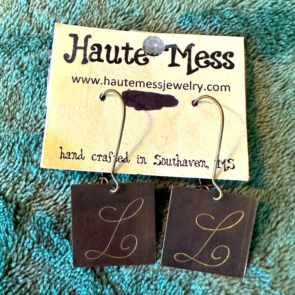 Haute Mess Metal Dangle Monogram Earrings